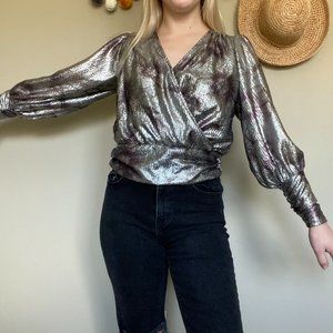 Anthropologie | Maison d'Amelie Metallic Floral Blouse Size XS